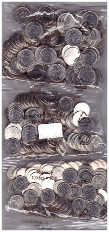 ZESTAW 10,20,50 GR 2024 WORECZKI MENNICZE/100 SZTUK/ - MW