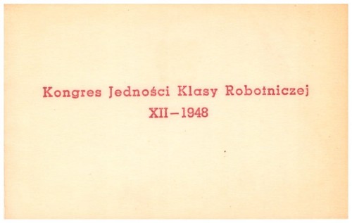 KARNET 482-484 KONGRES JEDNOŚCI KLASY ROBOTNICZEJ