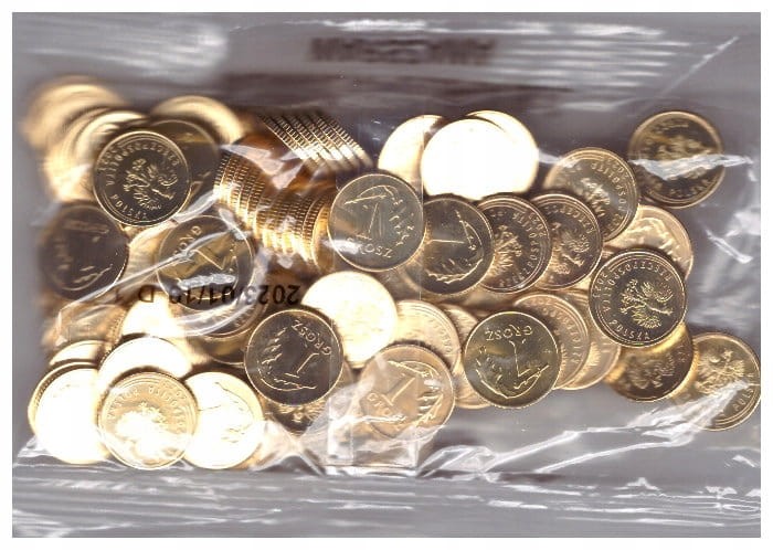 1 gr GROSZ 2023 X 10 SZT. Z WORECZKA MENNICZEGO